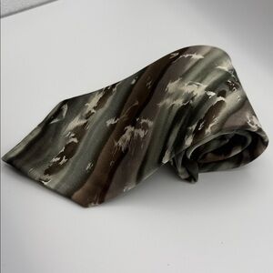 Pierre Cardin Pattern Silk Tie in Brown & Olive, All Silk, Made in the USA